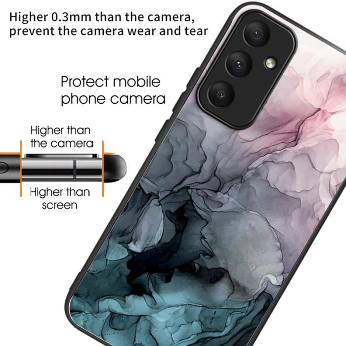 OEM - Samsung Galaxy A35 5G Skal Härdat Glas Marmortryck - Style C - Flerfärgad