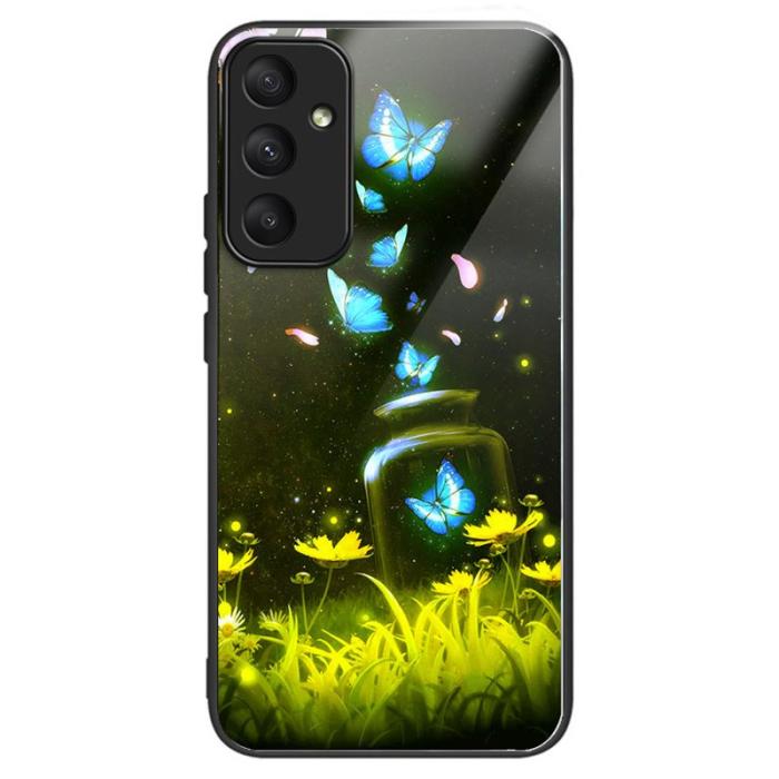 OEM - Samsung Galaxy A35 5G Skal Härdat Glas Mönster Stötskydd - Flaska Fjäril