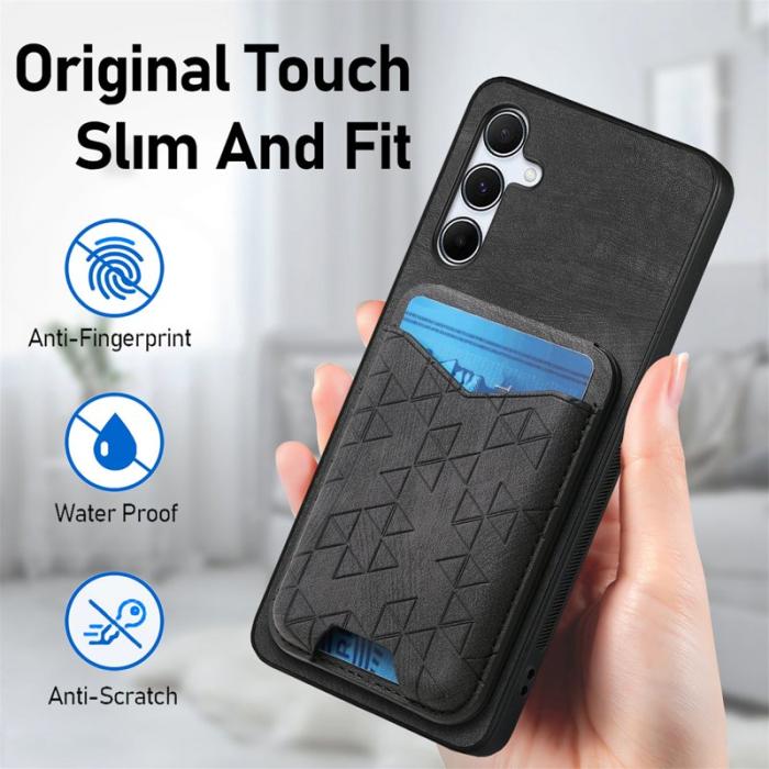 OEM - Samsung Galaxy A35 5G Skal Impräntat Mönster PU Läder - Svart