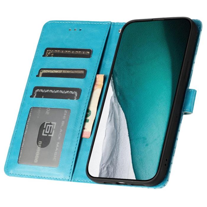 OEM - Samsung Galaxy A35 5G Skal Konstläder Krokodilmönster - Ljusblå