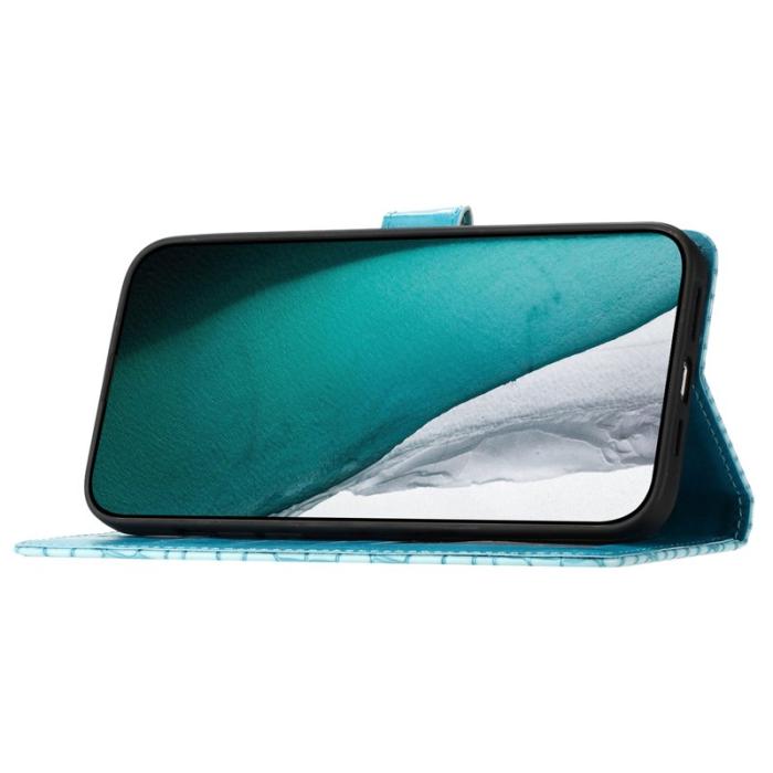 OEM - Samsung Galaxy A35 5G Skal Konstläder Krokodilmönster - Ljusblå