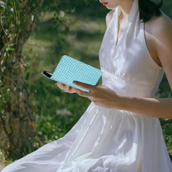 OEM - Samsung Galaxy A35 5G Skal Konstläder Krokodilmönster - Ljusblå