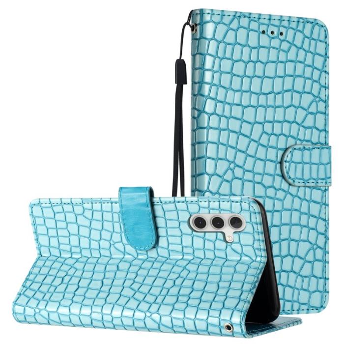 OEM - Samsung Galaxy A35 5G Skal Konstläder Krokodilmönster - Ljusblå