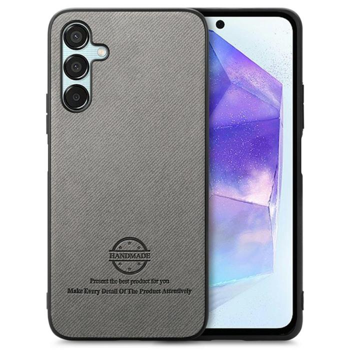 OEM - Samsung Galaxy A35 5G Skal Konstläder + Plast Anti-Drop - Grå