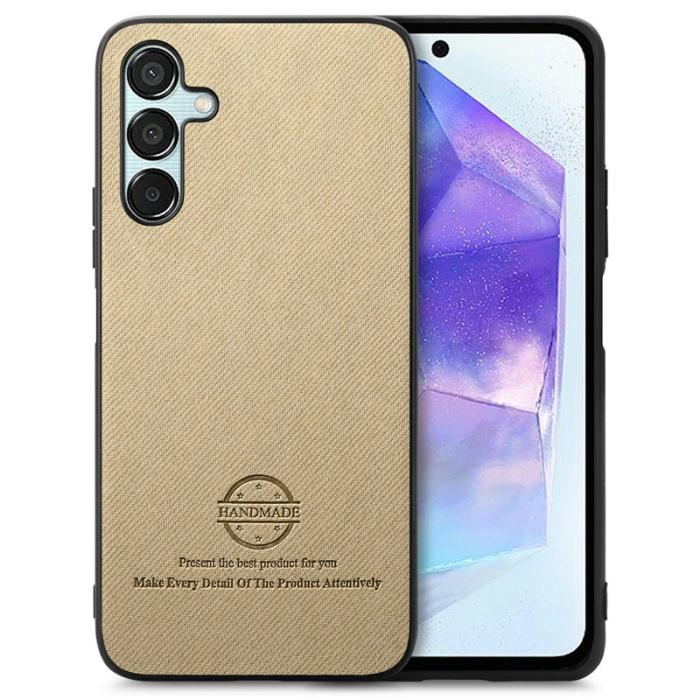 OEM - Samsung Galaxy A35 5G Skal Konstläder + Plast Anti-Drop - Khaki