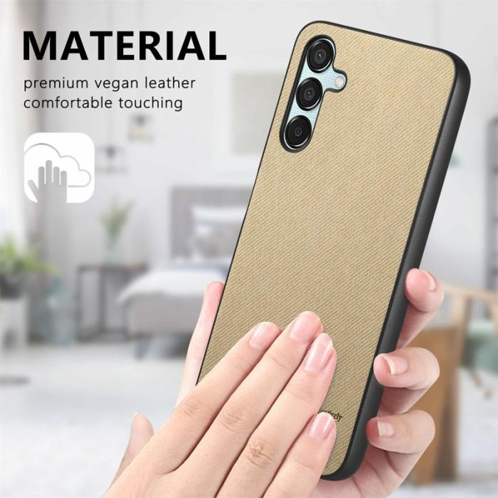 OEM - Samsung Galaxy A35 5G Skal Konstläder + Plast Anti-Drop - Khaki