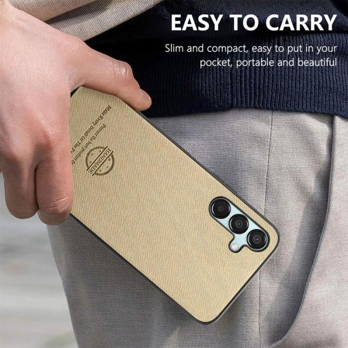 OEM - Samsung Galaxy A35 5G Skal Konstläder + Plast Anti-Drop - Khaki