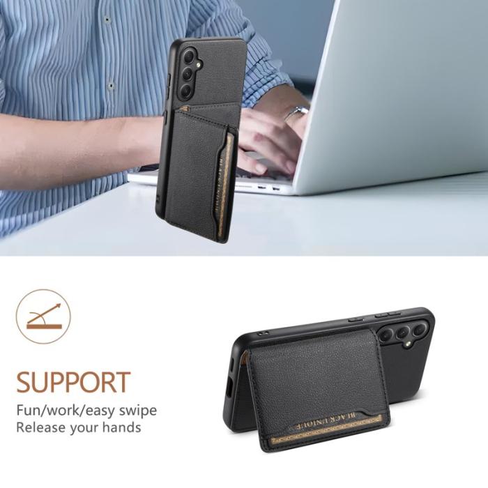 OEM - Samsung Galaxy A35 5G Skal Läder + Plast Hybrid - Svart