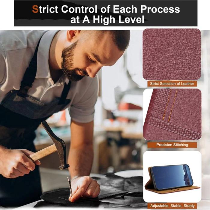 OEM - Samsung Galaxy A35 5G Skal Läder Ställfunktion - Vinröd