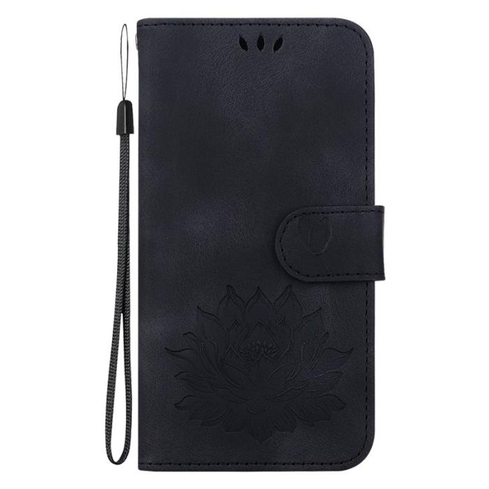 OEM - Samsung Galaxy A35 5G Skal Lotusmönster Äkta Läder - Svart