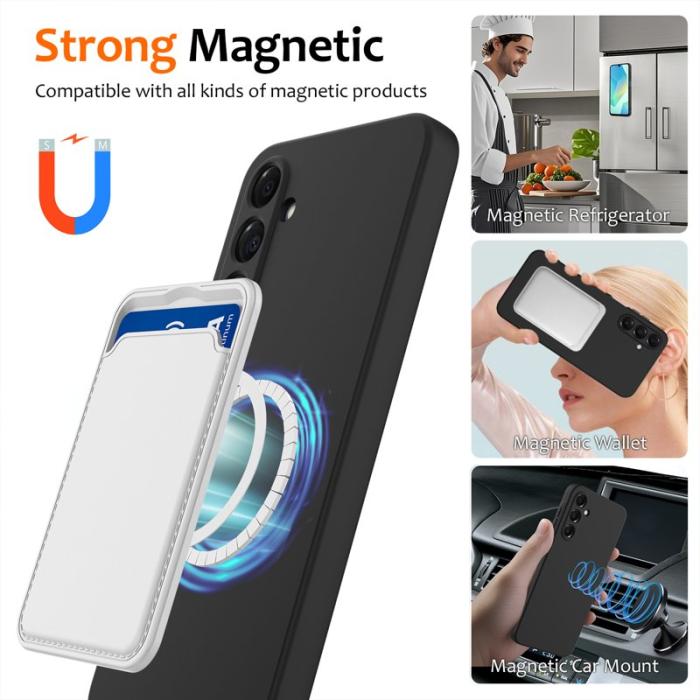 OEM - Samsung Galaxy A35 5G Skal Magnetiskt Antikollaps Vätskesilikon - Svart