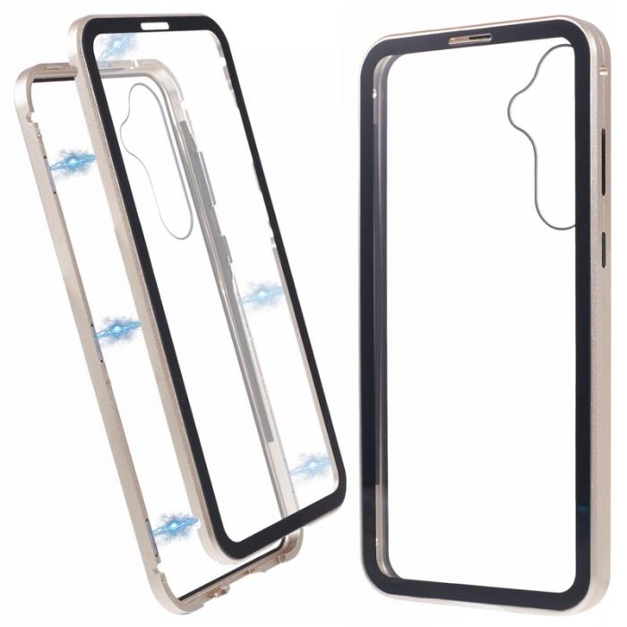 OEM - Samsung Galaxy A35 5G Skal Magnetiskt Härdat Glas Dubbel-Sidig - Guld