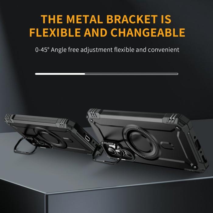 OEM - Samsung Galaxy A35 5G Skal Magnetiskt Ställ PC + TPU Stötskydd - Svart