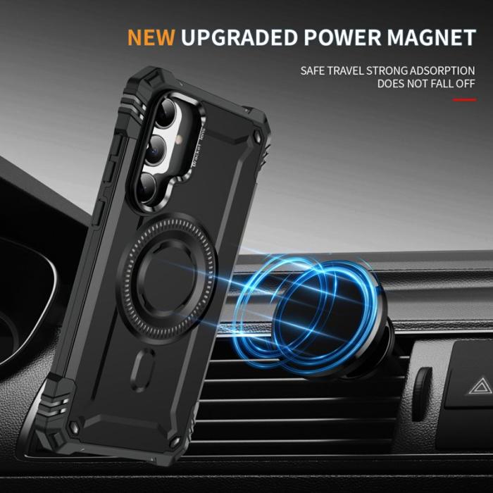 OEM - Samsung Galaxy A35 5G Skal Magnetiskt Ställ PC + TPU Stötskydd - Svart