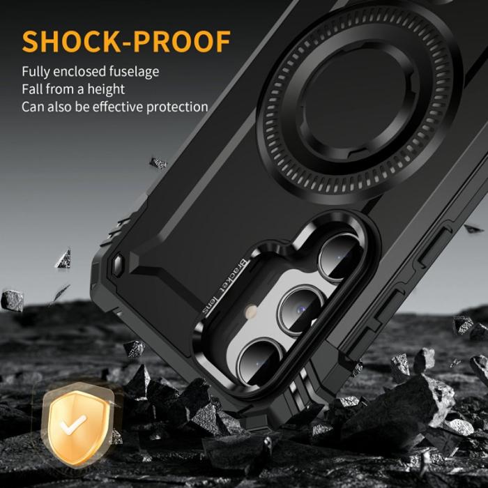 OEM - Samsung Galaxy A35 5G Skal Magnetiskt Ställ PC + TPU Stötskydd - Svart