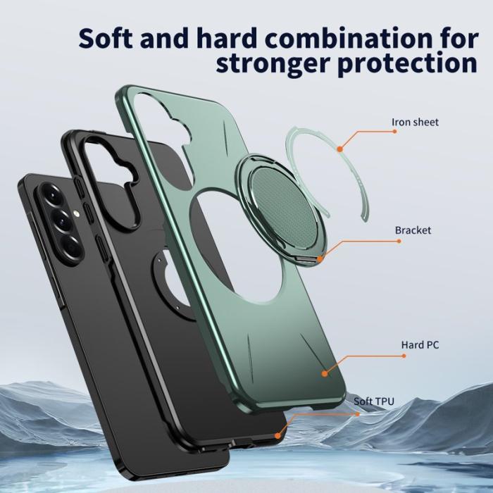 OEM - Samsung Galaxy A35 5G Skal Magnetiskt Ställ TPU + PC - Grön