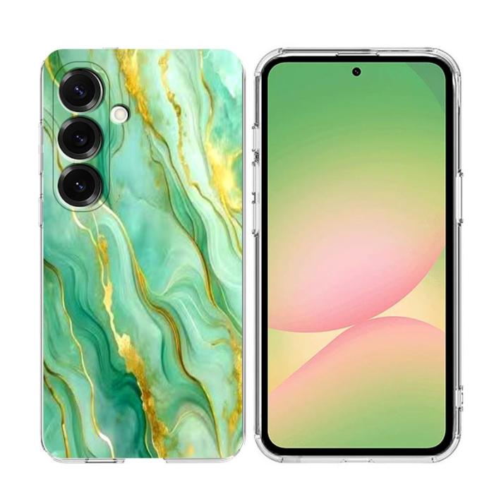 OEM - SAMSUNG Galaxy A35 5G Skal Marmortryck Mjuk TPU - Grön