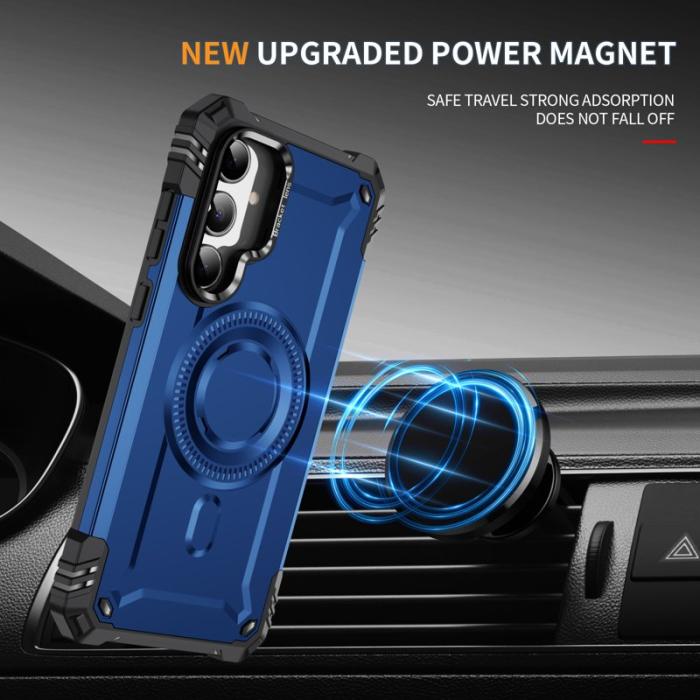 OEM - Samsung Galaxy A35 5G Skal Metall Linsskydd Kickstand PC+TPU - Safir