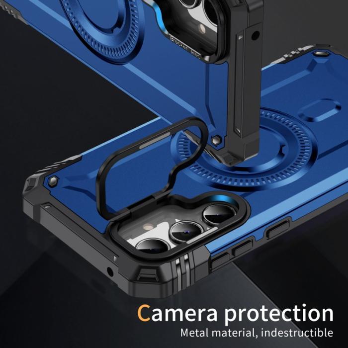 OEM - Samsung Galaxy A35 5G Skal Metall Linsskydd Kickstand PC+TPU - Safir
