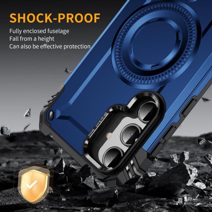 OEM - Samsung Galaxy A35 5G Skal Metall Linsskydd Kickstand PC+TPU - Safir