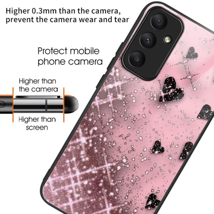 OEM - Samsung Galaxy A35 5G Skal Mönstertryck Härdat Glas + TPU - Rosa