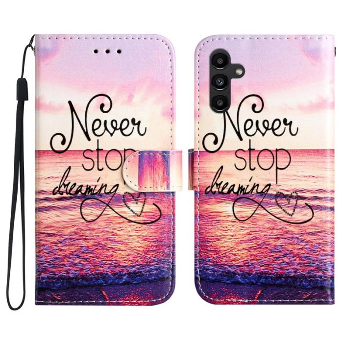 OEM - Samsung Galaxy A35 5G Skal Mönstertryck Konstläder - Never Stop Dreaming