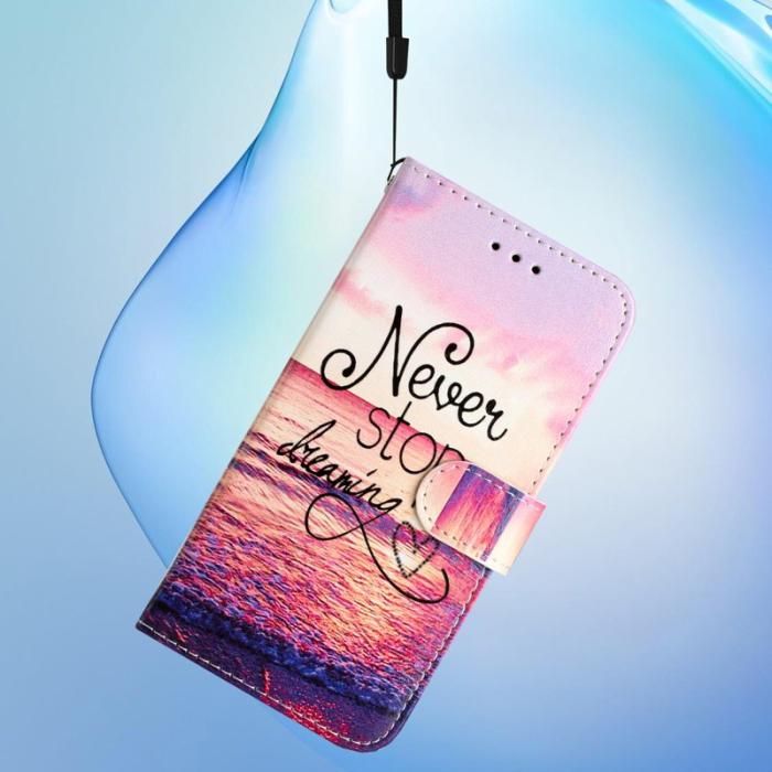 OEM - Samsung Galaxy A35 5G Skal Mönstertryck Konstläder - Never Stop Dreaming