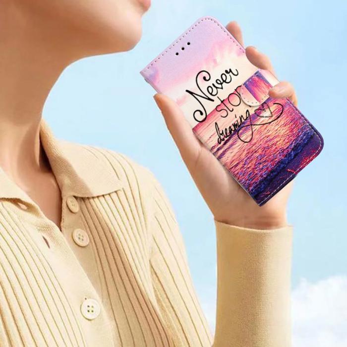 OEM - Samsung Galaxy A35 5G Skal Mönstertryck Konstläder - Never Stop Dreaming