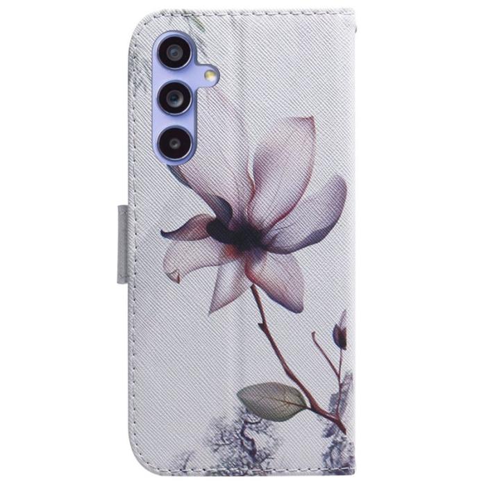 OEM - Samsung Galaxy A35 5G Skal Mönstertryck Konstläder - Rosa Blomma