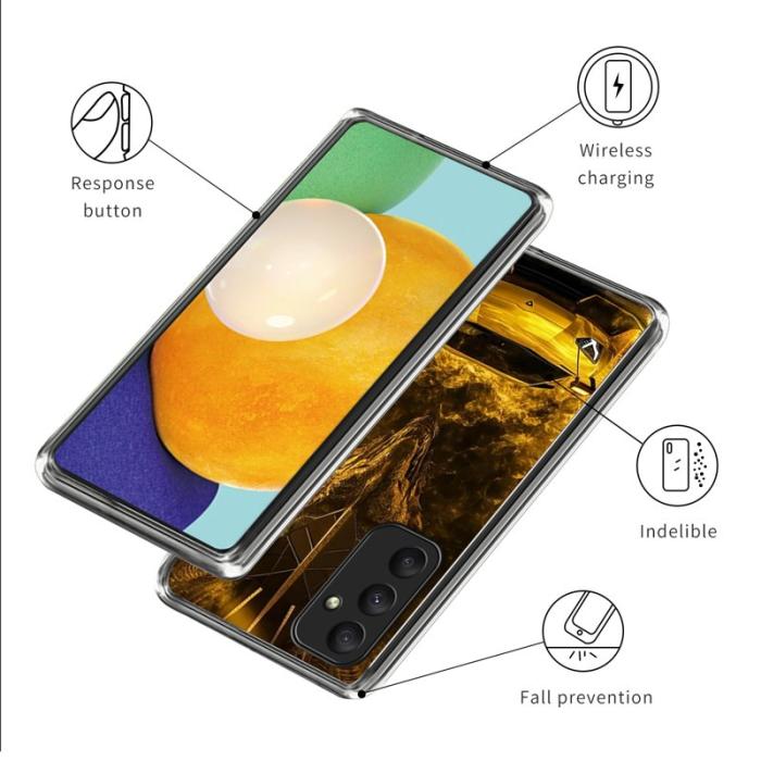 OEM - Samsung Galaxy A35 5G Skal Mönstertryckt IMD Stöttålig TPU - Guld Sportbil