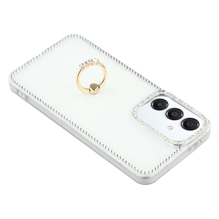 OEM - Samsung Galaxy A35 5G Skal Plast IMD Skydd - Glitter Vit