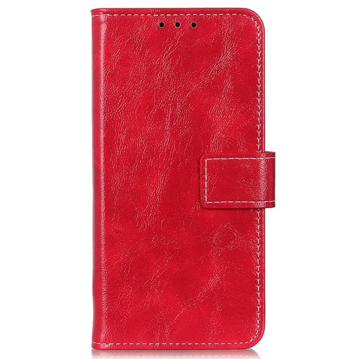 OEM - Samsung Galaxy A35 5G Skal PU Läder Crazy Horse Textur - Röd