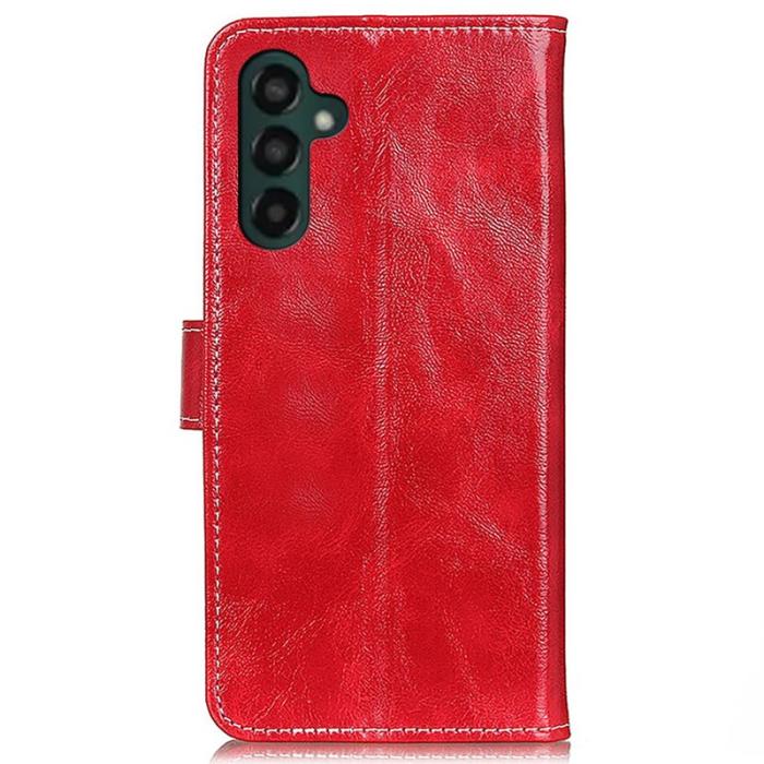 OEM - Samsung Galaxy A35 5G Skal PU Läder Crazy Horse Textur - Röd