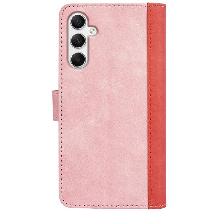 OEM - Samsung Galaxy A35 5G Skal PU Läder Färgsplicing Stötsäker - Rosa