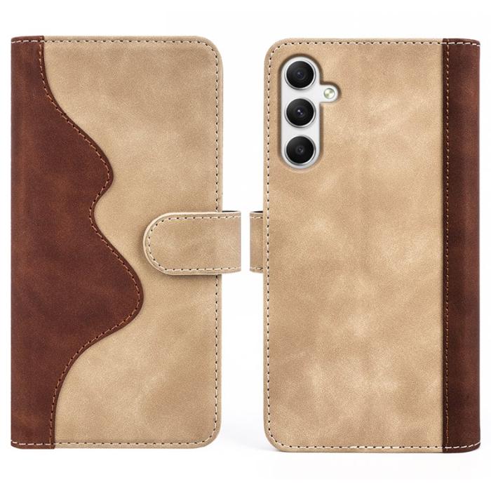 OEM - Samsung Galaxy A35 5G Skal PU Läder Färgsplicing Stötskydd - Gul