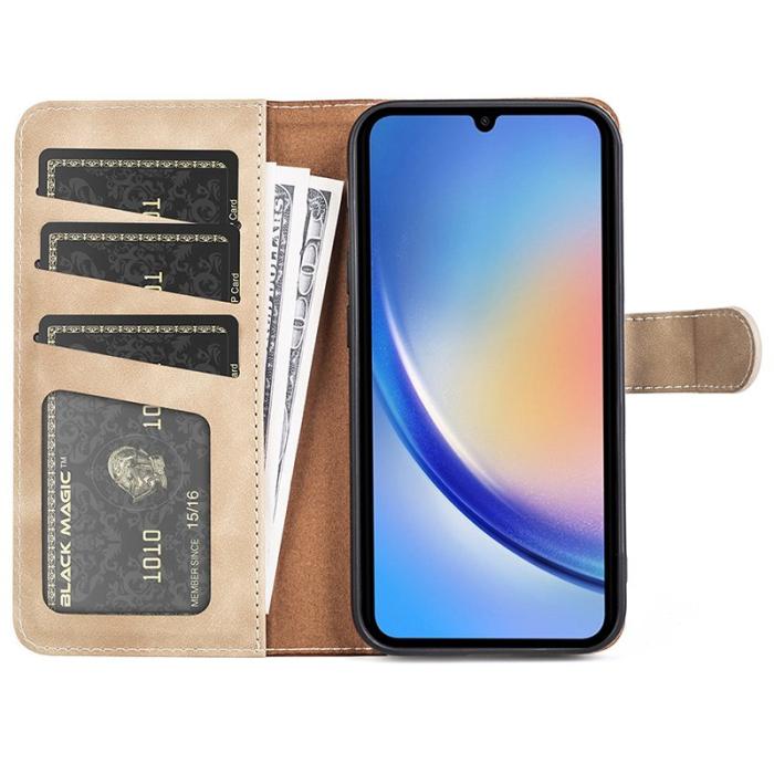 OEM - Samsung Galaxy A35 5G Skal PU Läder Färgsplicing Stötskydd - Gul