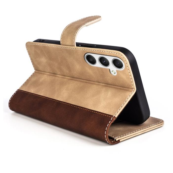 OEM - Samsung Galaxy A35 5G Skal PU Läder Färgsplicing Stötskydd - Gul