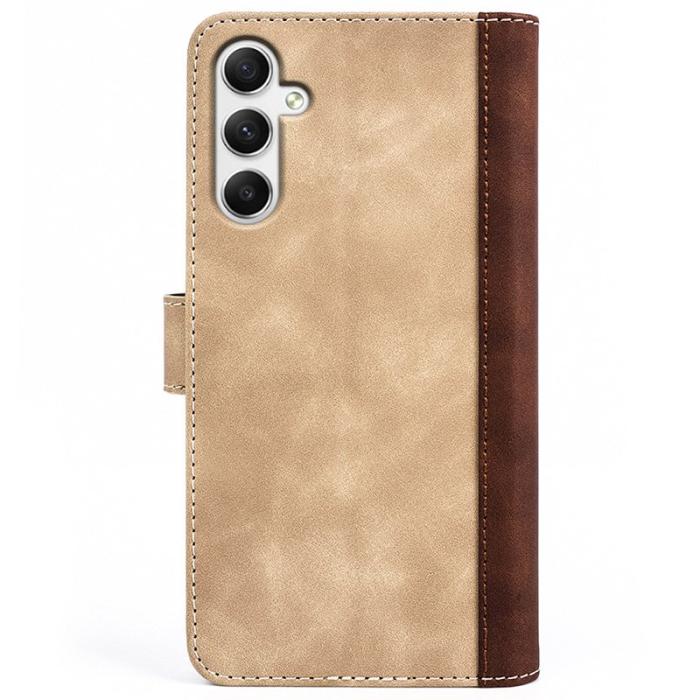 OEM - Samsung Galaxy A35 5G Skal PU Läder Färgsplicing Stötskydd - Gul