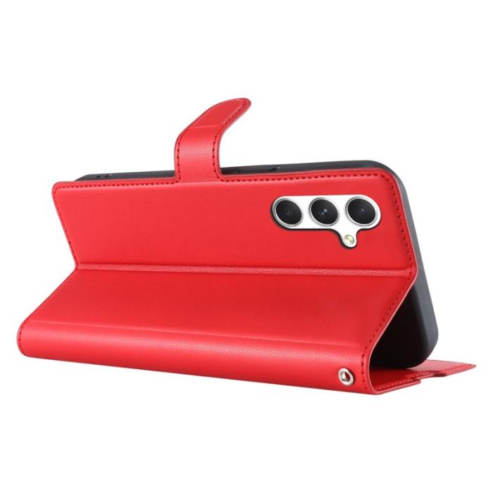 OEM - SAMSUNG Galaxy A35 5G Skal PU Läder Flip Fodral - Röd