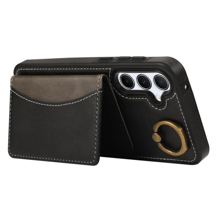 OEM - Samsung Galaxy A35 5G Skal PU Läder Kortfodral Ställ - Svart