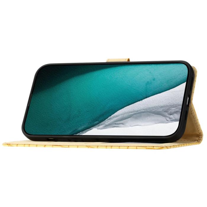 OEM - Samsung Galaxy A35 5G Skal PU Läder Krokodiltextur - Gul