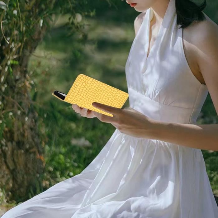 OEM - Samsung Galaxy A35 5G Skal PU Läder Krokodiltextur - Gul