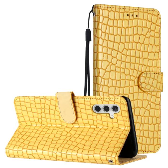OEM - Samsung Galaxy A35 5G Skal PU Läder Krokodiltextur - Gul