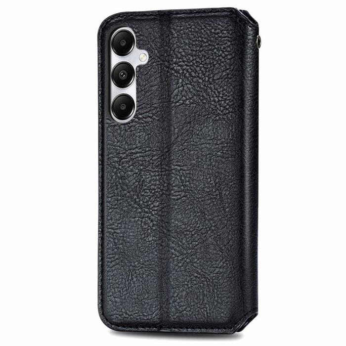 OEM - Samsung Galaxy A35 5G Skal PU Läder Rhombus Prägling - Svart