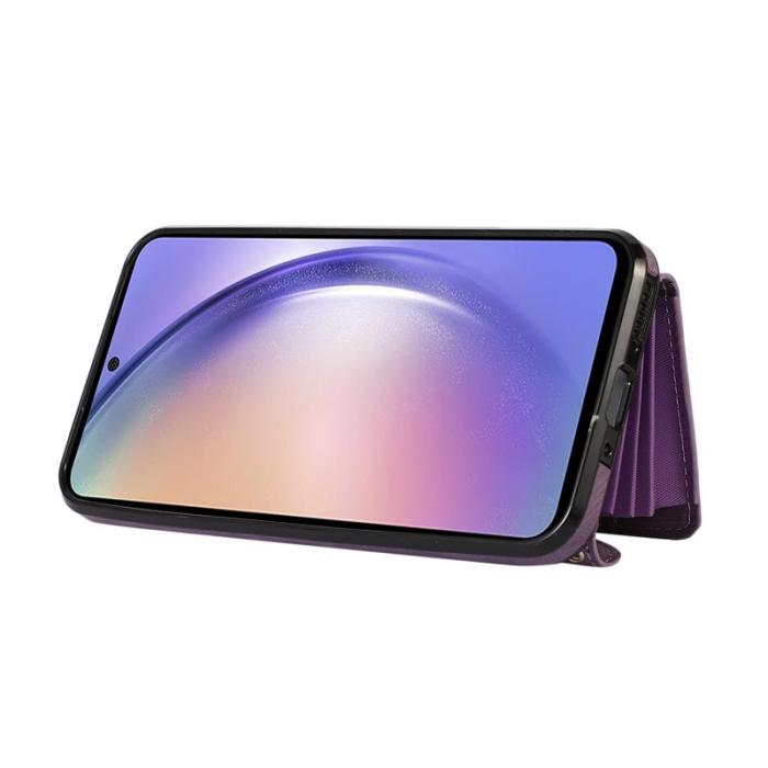 OEM - Samsung Galaxy A35 5G Skal PU Läder + TPU RFID Skydd - Lila