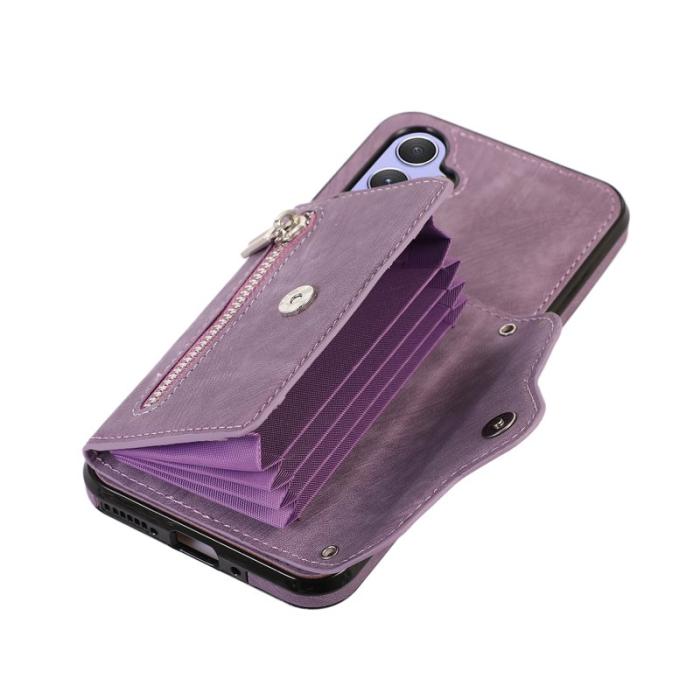 OEM - Samsung Galaxy A35 5G Skal PU Läder + TPU RFID Skydd - Lila
