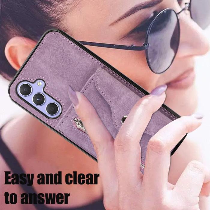 OEM - Samsung Galaxy A35 5G Skal PU Läder + TPU RFID Skydd - Lila