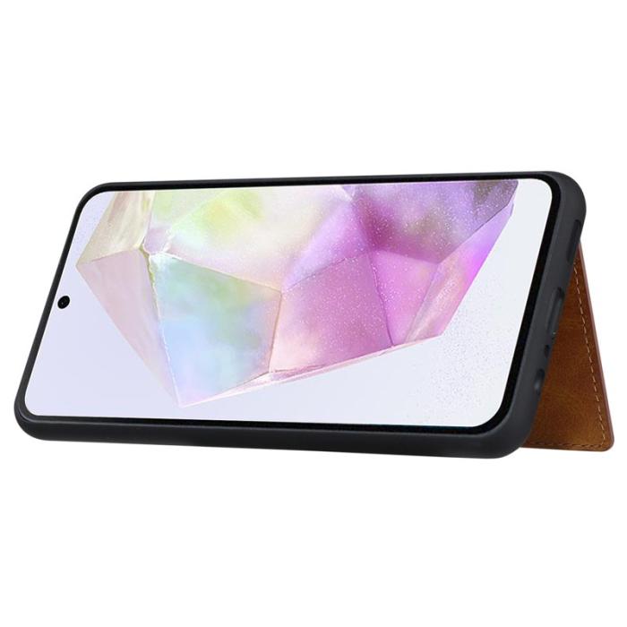 OEM - Samsung Galaxy A35 5G Skal PU Läder + TPU Ställfodral - Svart