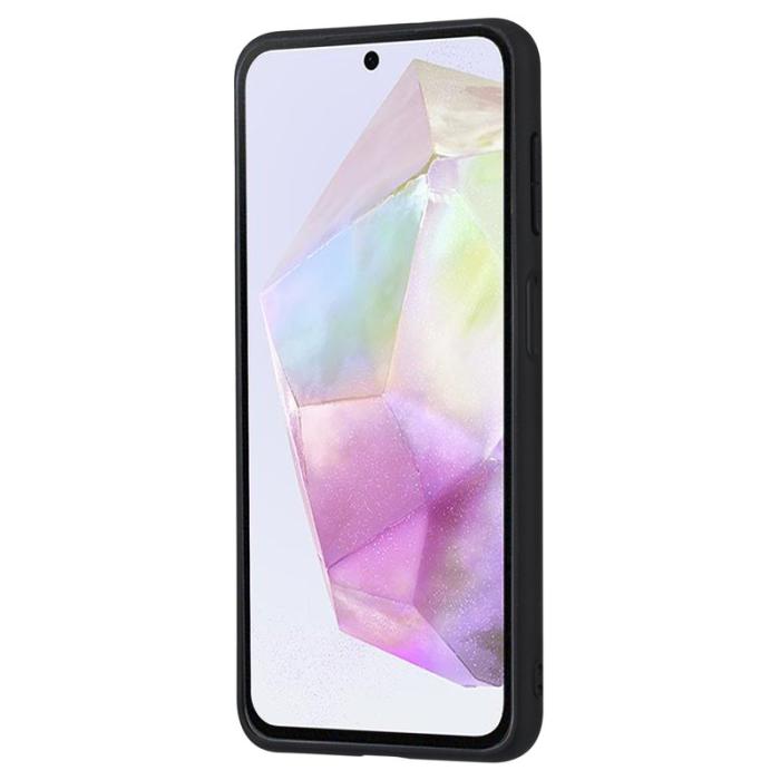 OEM - Samsung Galaxy A35 5G Skal PU Läder + TPU Ställfodral - Svart