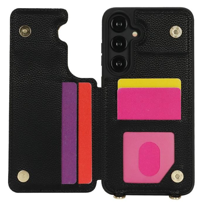 OEM - Samsung Galaxy A35 5G Skal PU+TPU Med Kortfack Ställ - Svart